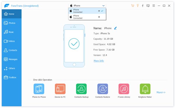 Conecte 2 iPhones para transferir contatos de iPhone para iPhone