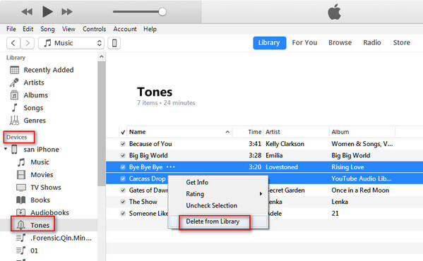 Excluir toques do iPhone com o iTunes