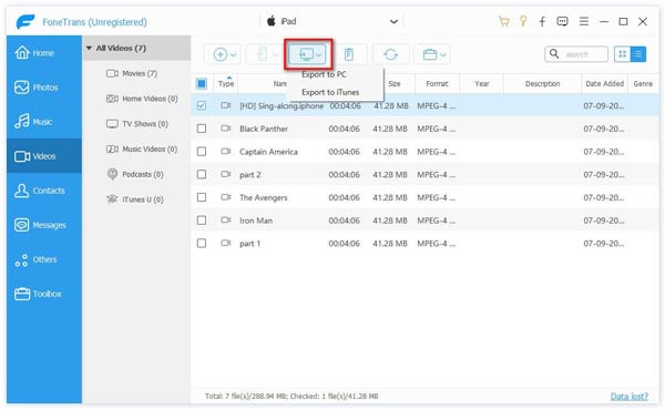 Exportar arquivos do iPad para o computador