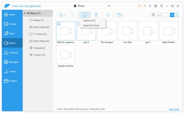 Exportar vídeos do iPhone para o computador