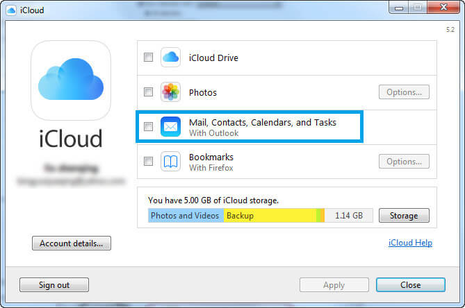 Transferir contatos do Outlook através do iCloud