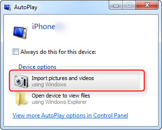 Importar fotos do iPhone para o PC diretamente no Windows 7