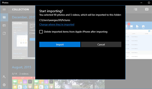 Importar fotos do iPhone para o PC para Windows 10