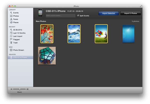 Transfira fotos do iPhone para o Mac com o iPhoto