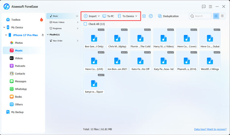Adicionar música ao iPhone sem iTunes com o Foneease