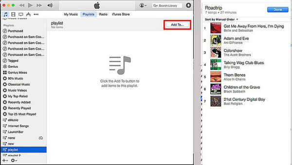 Adicionar músicas à nova lista de reprodução do iTunes