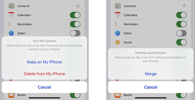Restaurar contatos no iPhone do iCloud Merge