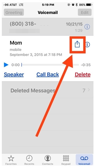 Selecione correios de voz do iPhone