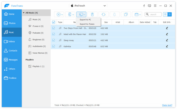 Transferir arquivos do iPod com o iPod Manager