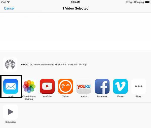 Vídeo do iPad com e-mail