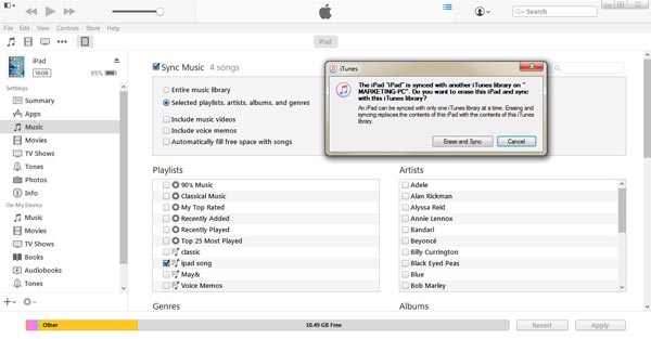 Sincronize músicas do iTunes com o iPad