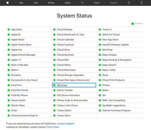 Status do sistema da Apple
