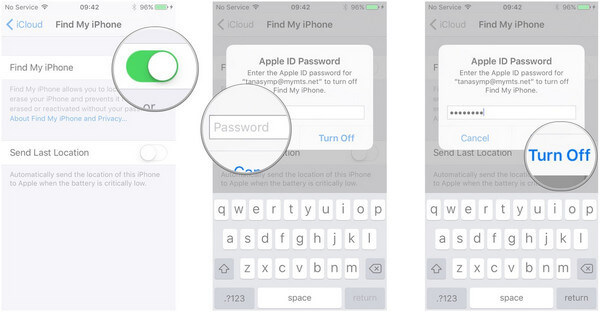 Desative o Find My iPhone no dispositivo iOS