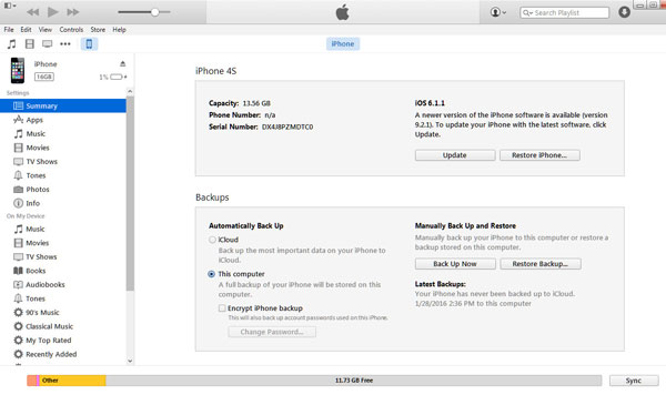 Backup de fotos do iPhone para o iTunes