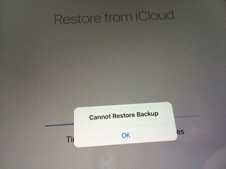 Não é possível restaurar o iCloud de backup