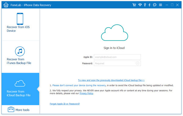 Recuperar do arquivo de backup do iCloud