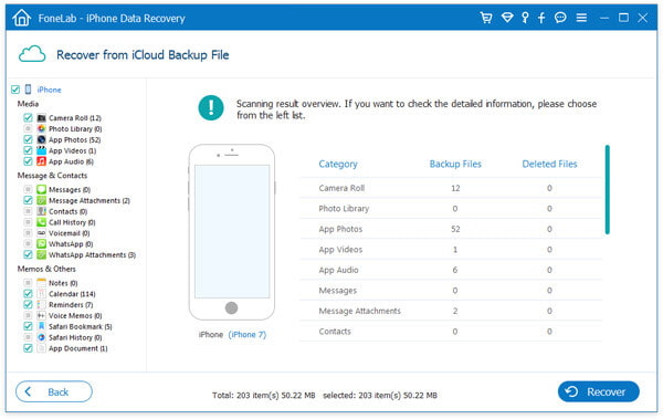 Selecione os arquivos do iCloud