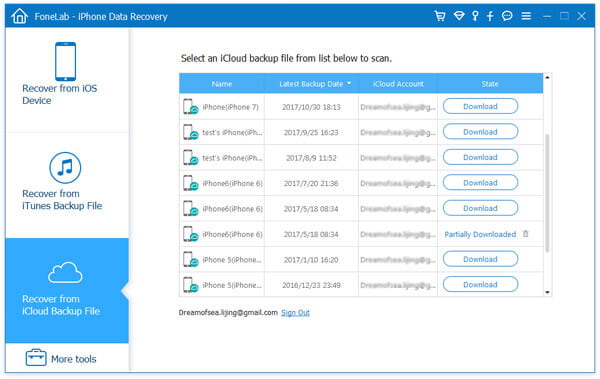 Escolha e recupere arquivos de backup do iCloud excluídos do iPod