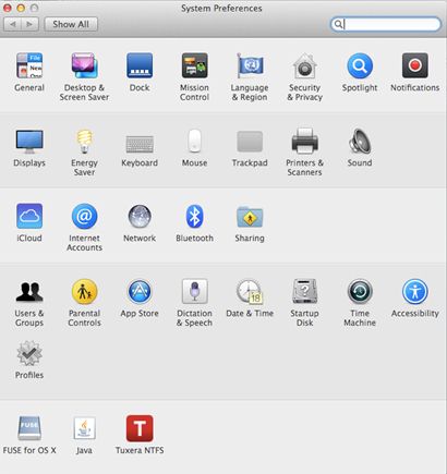 Mac iCloud em Preferências do Sistema