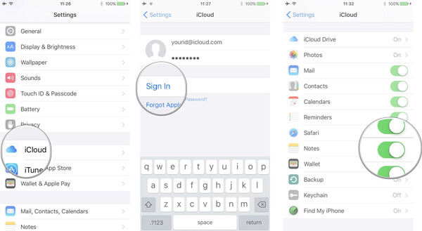 Sincronize as notas do iPhone com o iCloud