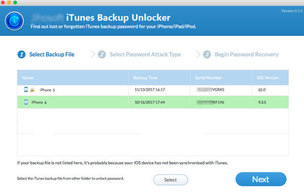 Desbloqueador de backup do iTunes