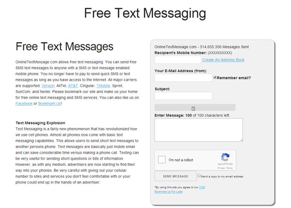 Mensagem de texto on-line