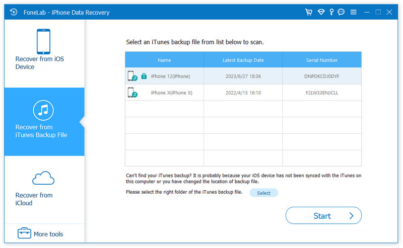 Escolha Recuperar do arquivo de backup do iCloud