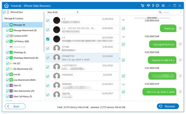 Selecione os arquivos desejados do backup