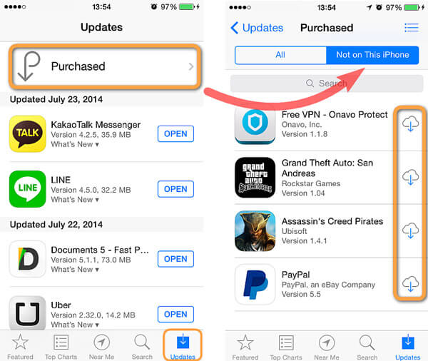 Restaurar aplicativo comprado no dispositivo iOS