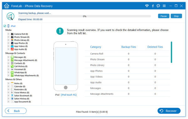 O software iPod Restore verifica seu backup do iTunes