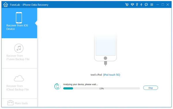 A ferramenta de recuperação de dados do iPod verifica seu dispositivo iPod