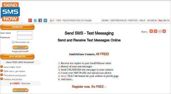 Enviar SMS agora