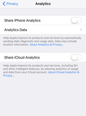 Desligue o iPhone Analytics