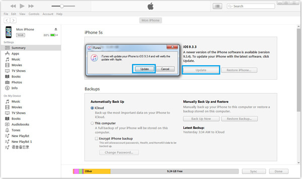 Use o iTunes para atualizar o software