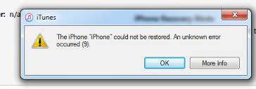 iPhone não restaura do iTunes