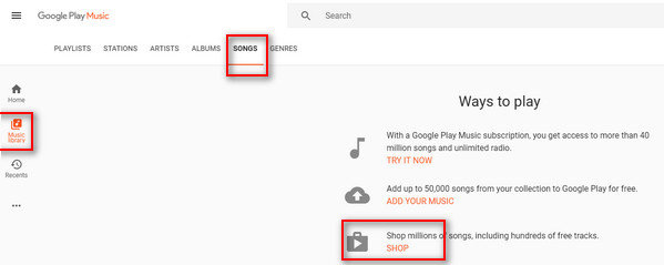 Compre músicas no Google Play