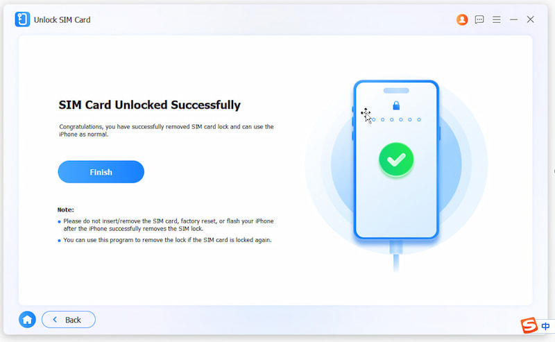 Desbloquear Sim Finalizar