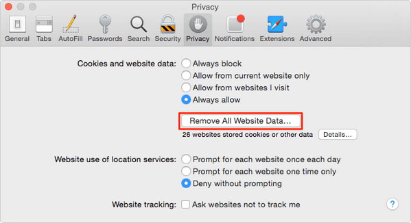 Como Excluir Cookies no Mac no Safari
