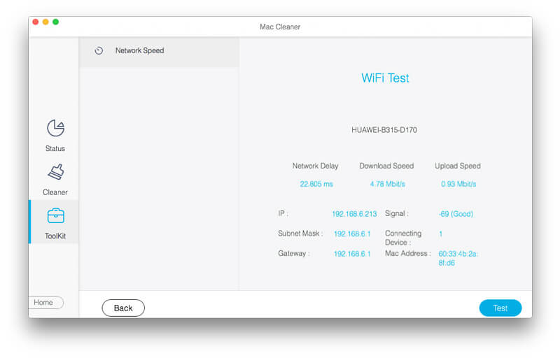 Resultado do Teste de Wi-Fi