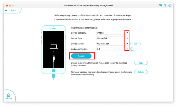 Reparar o sistema iOS