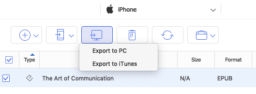 Exportar iPhone ePub para Mac
