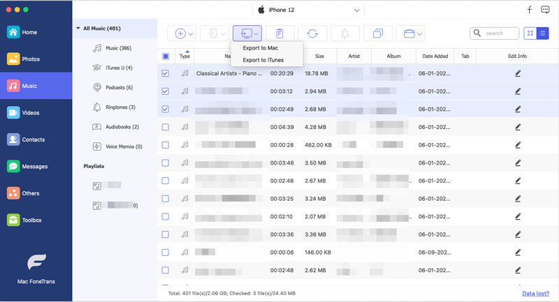 Backup de músicas do iPhone para Mac