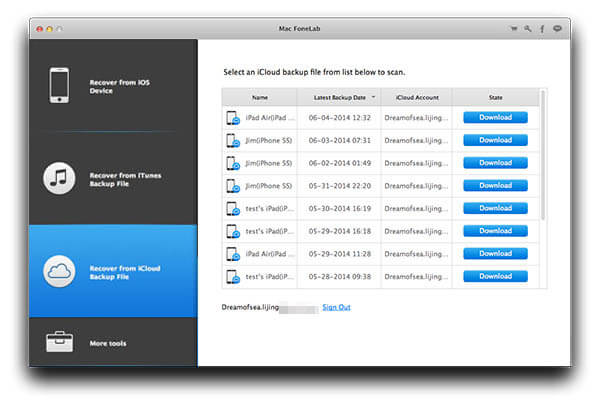 Acesse o iCloud para extrair arquivos do iPhone/iPad/iPod no Mac