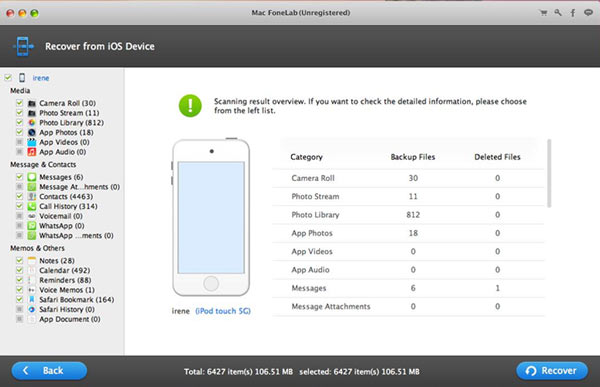 Interface do Mac Fonelab