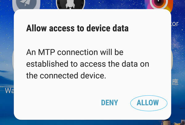 allow MTP on your Android