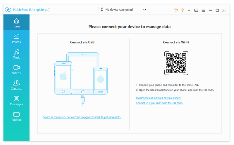 Interface do Mobiesync