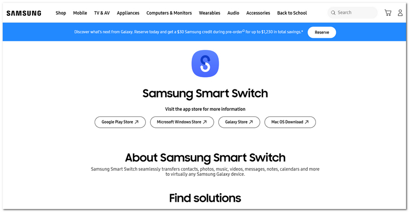 Transferência de arquivos do Samsung Smart Switch