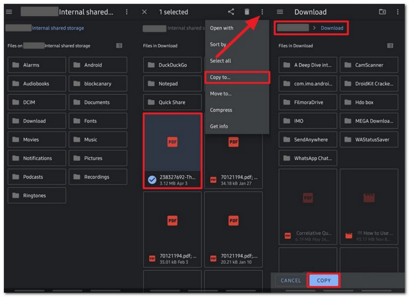 Transferência de imagens via cabo USB