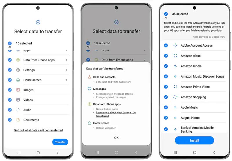 Transferir dados do iPhone para um Samsung via Smart Switch