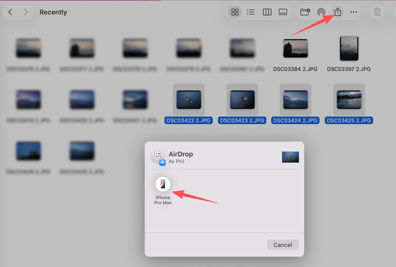 Enviar fotos do Mac para o iPhone via AirDrop